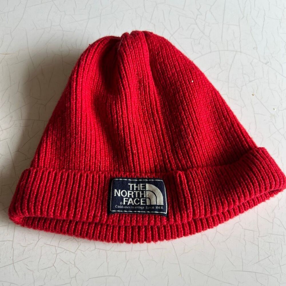 The North Face Salty Dog Beanie with a cuffed brim and a woven logo patch on the